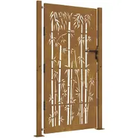 vidaXL Portail de jardin 105 x 205 cm en acier Corten et bambou