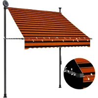 vidaXL Canopy with LED 150 cm Orange und Braun manuell ausziehbar