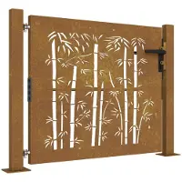 vidaXL Portail de jardin 105 x 80 cm en acier Corten et bambou