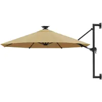 vidaXL -Parasol mural avec LED 300 cm Taupe