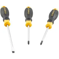Stanley Juego de 3 destornilladores Cushion Grip : Plana, Phillips y Buscapolos