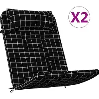 vidaXL Coussins De Chaise Adirondack Lot De 2 Carreaux Noir