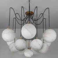 Schwung Spider Chandelier Marble | Lacquered Burnished Brass