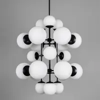 Schwung Chandelier Glow Opal | Black Gunmetal