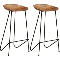 vidaXL Tabouret de bar 2 pcs. Bois massif acacia