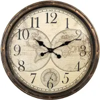Clayre & Eef Horloge murale Ø 50x5 cm Marron Beige Plastique Carte du monde