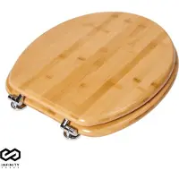Infinity Goods Bamboo Toilet Seat Emmy - Siège de toilette avec couvercle - Charnières en acier inoxydable - Quincaillerie de fixation incluse