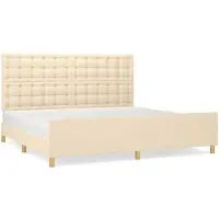 vidaXL Cadre de lit sans matelas Crème 200x200 cm Tissu