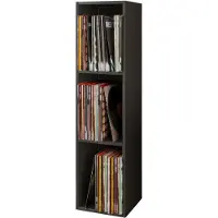Hioshop Bois Disques vinyles LP Stand Étagère d'archivage Support de rangement Platto 3 compartiments Bois Disques vinyles LP Stand Étagère d'archivage Support de rangement Platto 3 compartiments