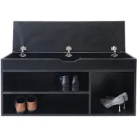Vdd Meuble à chaussures banc d'entrée avec rangement - meuble à chaussures - avec coussin d'assise noir