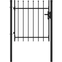 vidaXL Portillon simple porte avec dessus à pointe Acier 1x1 m Noir