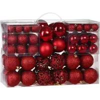 Casaria Lot de 100 boules de Noël rouge