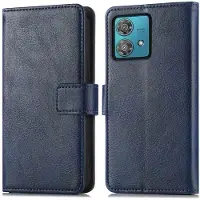 IMoshion Étui de télephone portefeuille de luxe pour Motorola Moto G84 - Bleu foncé