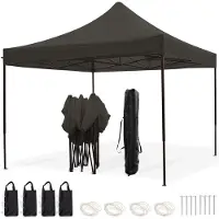 LifeGoods Tonnelle de jardin - - Pliable - Etanche - Sac de transport à roulettes - 3x3 m - gris anthracite