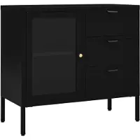 vidaXL Sideboard Noir 75x35x70 cm Acier et verre trempé