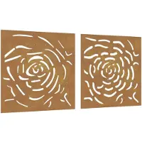 vidaXL Décoration murale de jardin en 2 parties 55x55 cm acier corten design roses