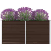 vidaXL Lit surélevé 160 x 80 x 45 cm Acier galvanisé brun