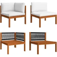 vidaXL Ensemble salon de jardin 2 pièces avec coussins bois acacia & corde