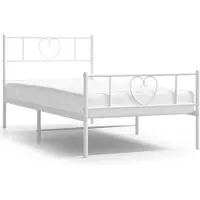 vidaXL Cadre de lit avec tête et pied de lit en métal blanc 107x203 cm