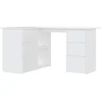 vidaXL Bureau d'angle Blanc 145x100x76 cm Bois composite