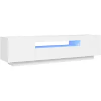 vidaXL Tablette TV "Pretzien" en panneau de particules blanc. Dimensions (L/H/P) 160x40x35 cm