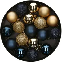 Atmosphera Déco de sapin Lot de 18 Boules de Noël D 3 cm - Bleu et Champagne