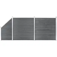 vidaXL WPC Clôture Set 2 Carrés + 1 Pente 446x186 cm Gris