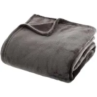 Atmosphera Plaid en flanelle gris foncé 130 x 180 cm