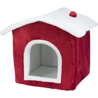 Trixie Cave à chat Xmas Nevio, 35 × 45 × 38 cm, blanc/rouge (Chat)