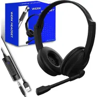 URGOODS Casque avec microphone pour ordinateur portable et PC - Casque d'affaires - Casque pour appels vidéo - USB