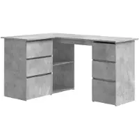 vidaXL Bureau d'angle gris béton 145x100x76 cm Bois composite