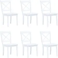 vidaXL Chaises de salle à manger 6 pcs. Blanc Caoutchouc Massif