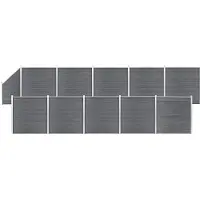 vidaXL Kit de clôture WPC 10 carrés + 1 pente 1830x186 cm Gris