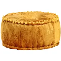 vidaXL Pouf Rond Velours 40x20 cm Moutarde