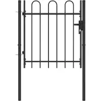 vidaXL Portillon simple porte avec dessus arqué Acier 1x1 m Noir