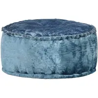 vidaXL Pouf Rond Velours 40x20 cm Bleu