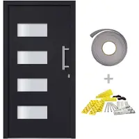 vidaXL Porte d'entrée aluminium et PVC anthracite 100x210 cm