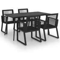 vidaXL Ensemble de jardin 5 pièces PVC rotin noir
