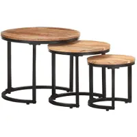 vidaXL Tables d'appoint 3 pcs Bois d'acacia solide