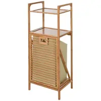 Huismerk Bamboe Badkamerrek met 2 rekken en wasmand - 40x 30x 95cm