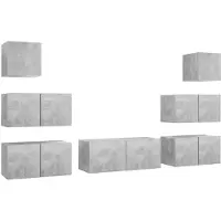 vidaXL Ensemble d'armoires TV 7 pièces gris béton Bois composite