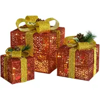 vidaXL Boîtes cadeaux Set de décoration 3 pcs. Rouge Outdoor Indoor
