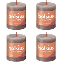 Bolsius Bougies pilier rustiques Shine 4 pcs 80x68 mm Taupe rustique