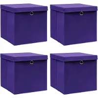 vidaXL Boîtes de rangement avec couvercles 4 pcs 28x28x28 cm Violet