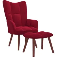vidaXL Fauteuil relax avec pouf vin rouge velours