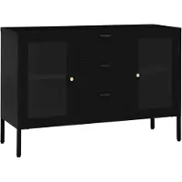 vidaXL Sideboard Noir 105x35x70 cm Acier et verre trempé
