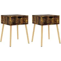 vidaXL Tables de chevet 2 pcs Chêne fumé 40x40x56 cm Bois d'ingénierie
