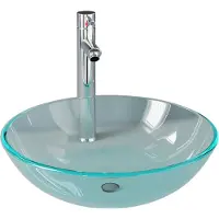 vidaXL Evier avec robinet et bonde à tirant en verre trempé transparent