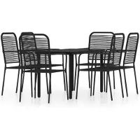 vidaXL Ensemble de jardin 7 pièces noir