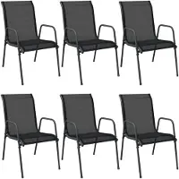 vidaXL Chaises de jardin lot de 6 Acier et textilène Noir